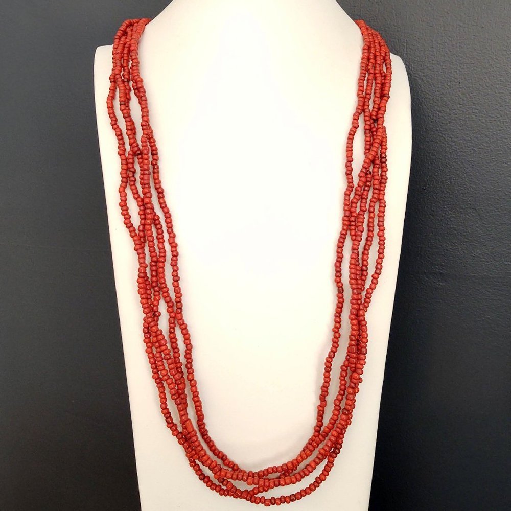 Shades of orange 5 strand ceramic beaded necklace
